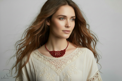 Collar con nudos de cuero trenzados a mano