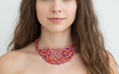 Collier avec nœuds en cuir tressés à la main