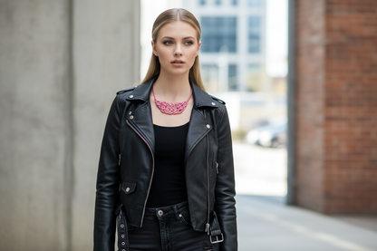 Collar con nudos de cuero trenzados a mano