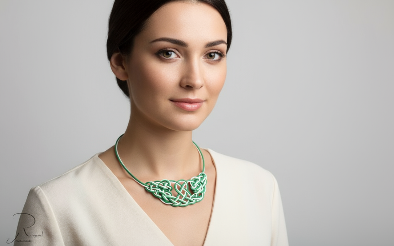 Collier avec nœuds en cuir tressés à la main