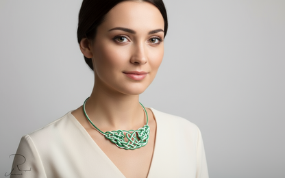 Collier avec nœuds en cuir tressés à la main