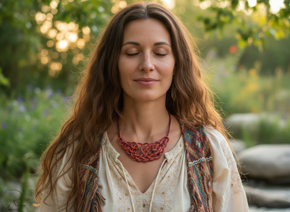 Collier avec nœuds en cuir tressés à la main