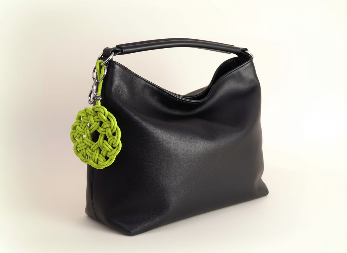 Porte-clés symbole celtique à cliquet en cuir et acier