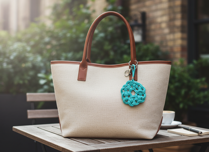 Porte-clés symbole celtique à cliquet en cuir et acier