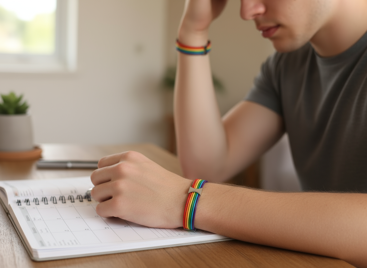 Pulsera arco iris de cuero con cierre magnético 