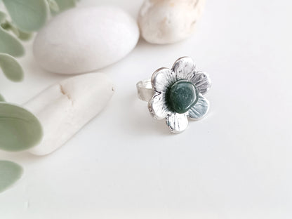 anillo flor de jade verde