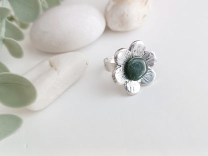 anillo flor de jade verde