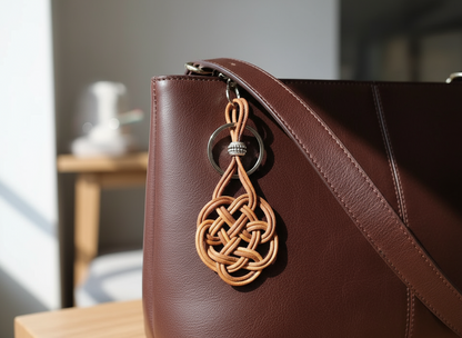 llavero de cuero con nudo celta del amor eterno