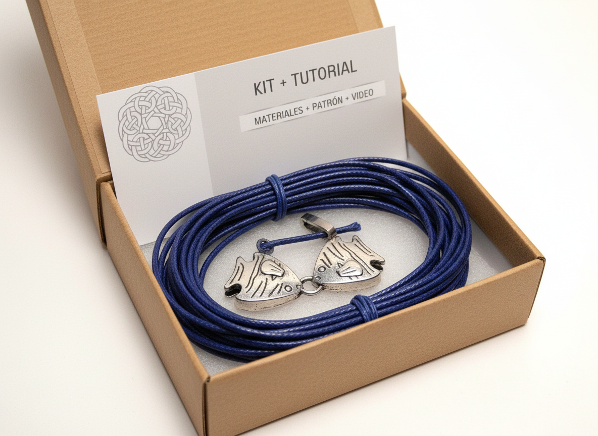 Kit y tutorial para hacer pulsera trenzada estilo marinero con cierre de pez