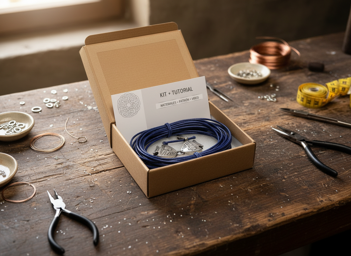 Kit y tutorial para hacer pulsera trenzada estilo marinero con cierre de pez