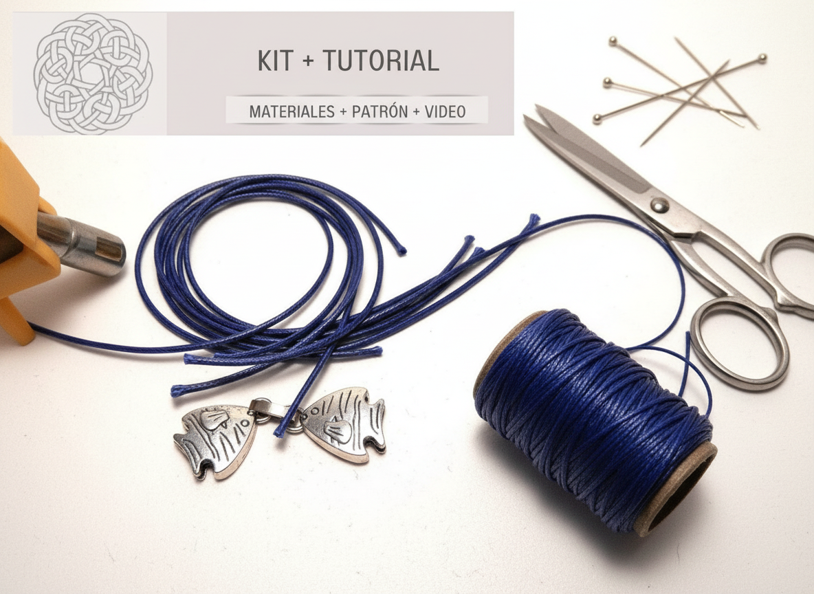 Kit y tutorial para hacer pulsera trenzada estilo marinero con cierre de pez
