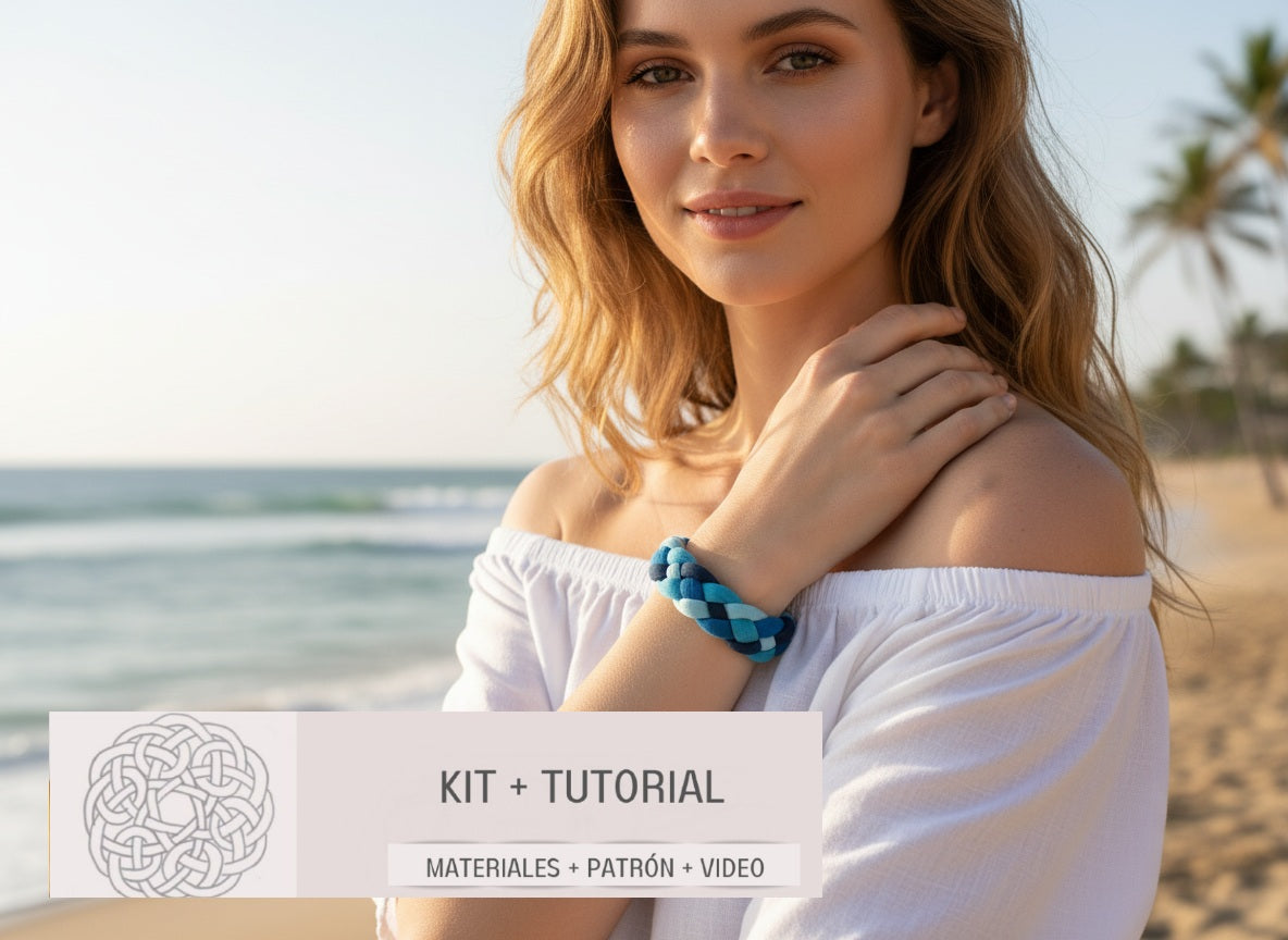 Kit  con instrucciones para hacer una pulsera trenzada facil