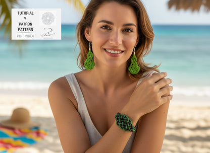 Patrón y tutorial para hacer pendientes y pulsera con nudos celtas. Raquel Jiménez Artesanía