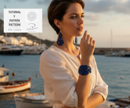 Patrón y tutorial para hacer pendientes y pulsera con nudos celtas. Raquel Jiménez Artesanía