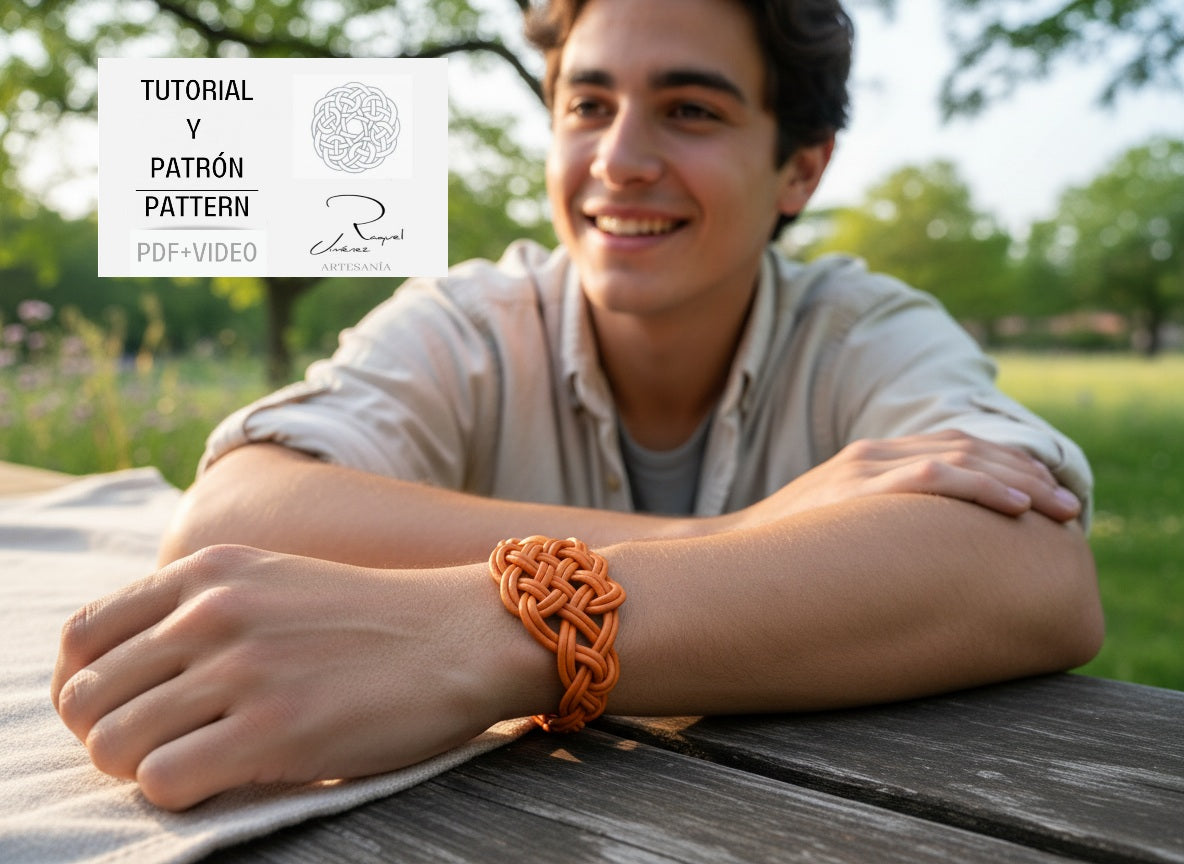 Patrón y tutorial para hacer pendientes y pulsera con nudos celtas. Raquel Jiménez Artesanía