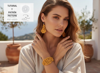 Patrón y tutorial para hacer pendientes y pulsera con nudos celtas. Raquel Jiménez Artesanía