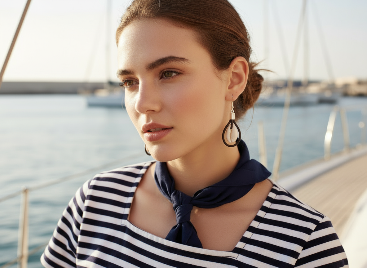 Boucles d'oreilles en cuir style bobo avec coquillages