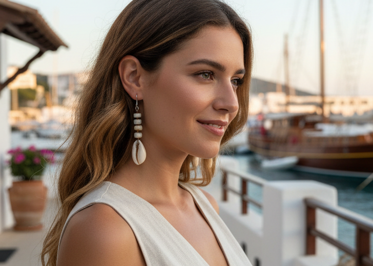 pendientes nacar y caracolas marinas