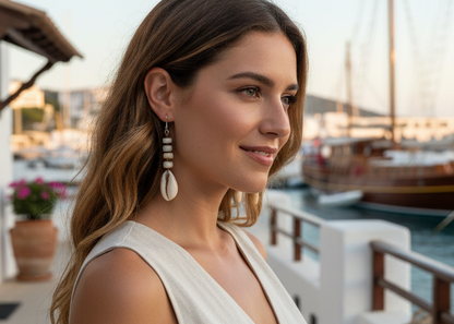 pendientes nacar y caracolas marinas