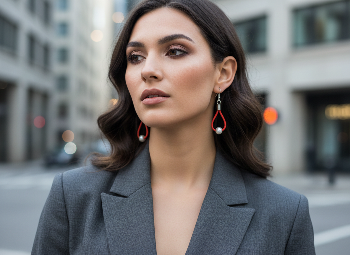 Pendientes de cuero y plata con perlas blancas