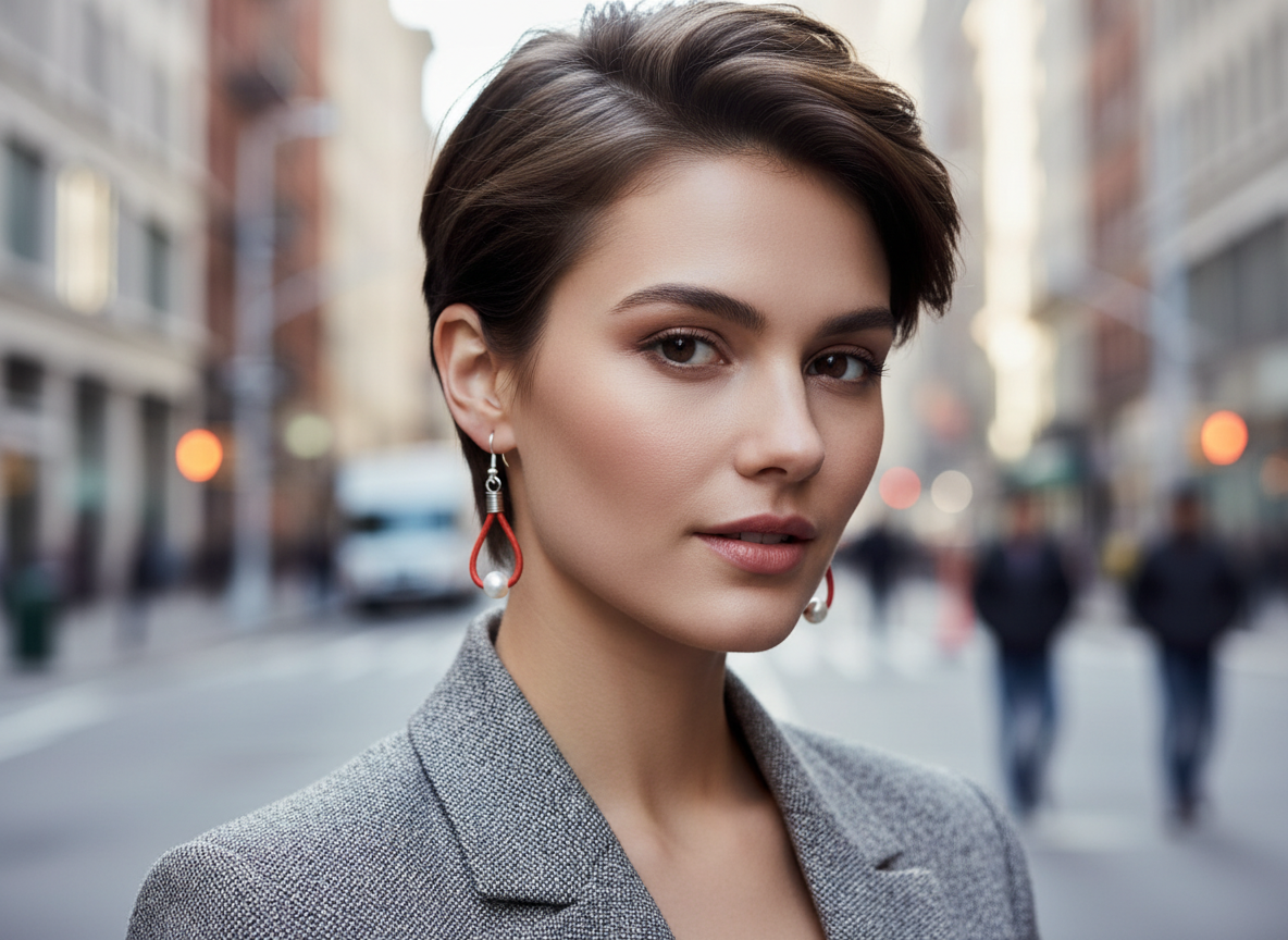 Pendientes de cuero y plata con perlas blancas