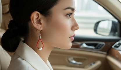 pendientes de cuero y perla