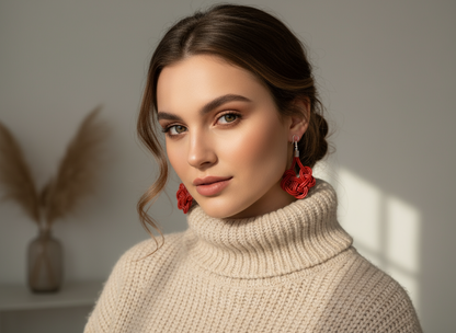 Pendientes de cuero nudo marinero azul