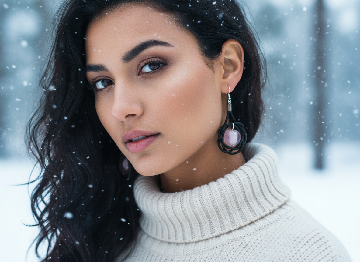 pendientes de cuero con circulo de la vida y cristal