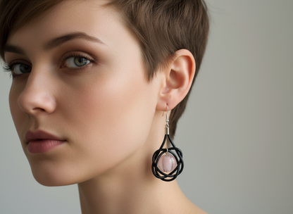 pendientes de cuero con circulo de la vida y cristal