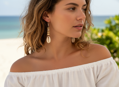 Mother-of-pearl earring with seashells