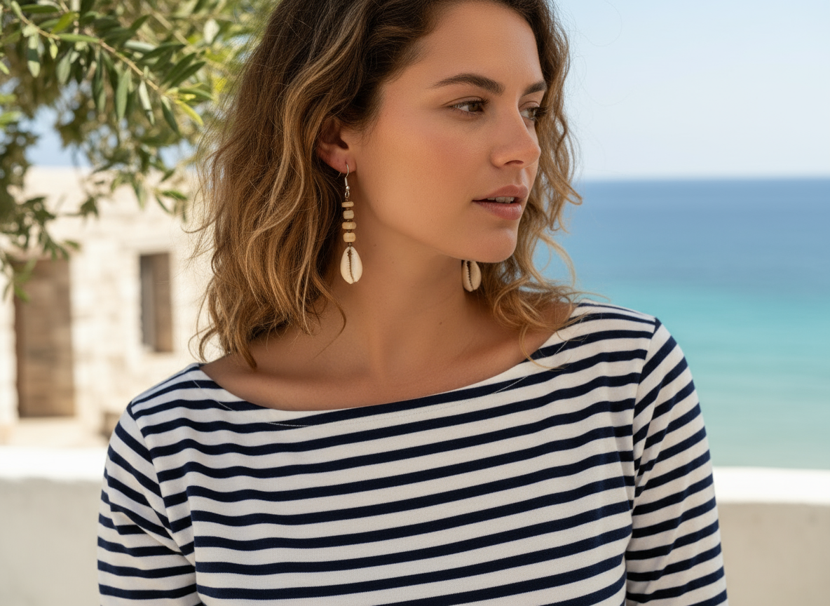 Mother-of-pearl earring with seashells