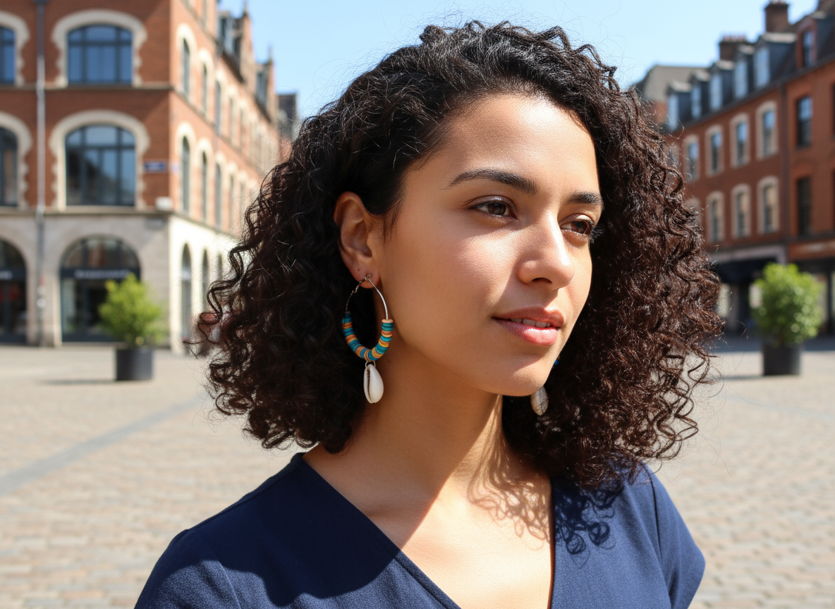 Pendientes nacar y turquesa con caracola natural 