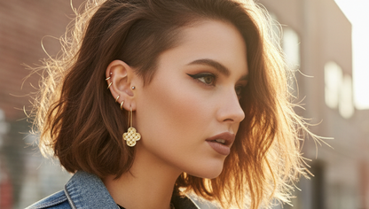 Pendientes dorados con trenzado