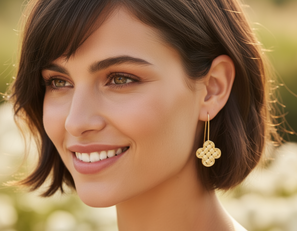 Pendientes dorados con trenzado