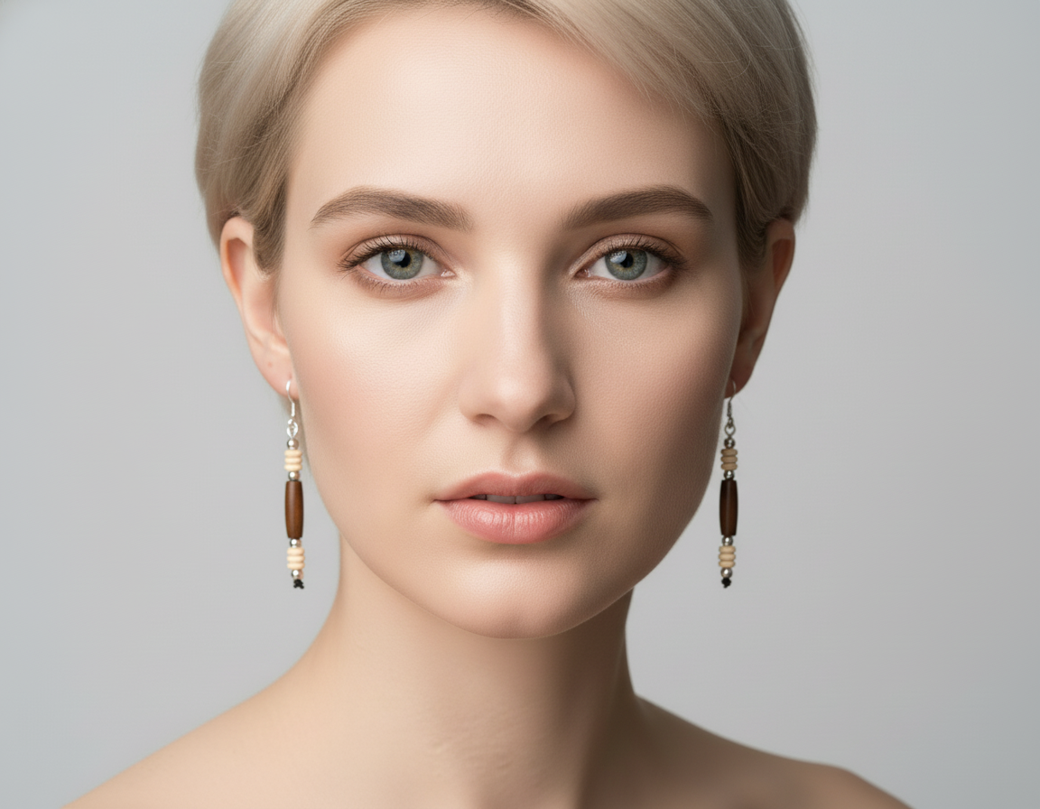 Boucles d'oreilles en corne et argent de style africain