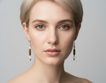 Boucles d'oreilles en corne et argent de style africain