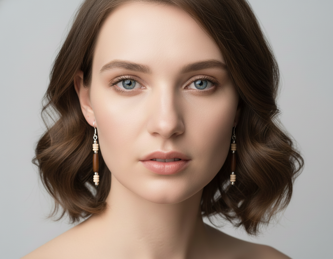 Boucles d'oreilles en corne et argent de style africain