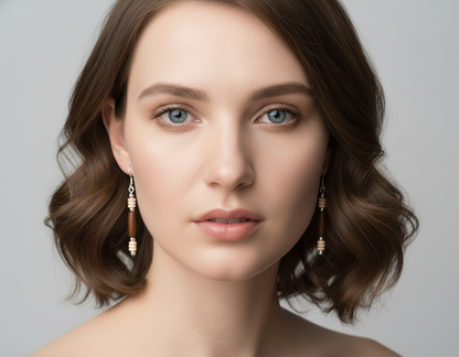 Boucles d'oreilles en corne et argent de style africain