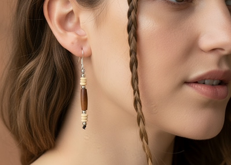 Pendientes estilo africano de asta