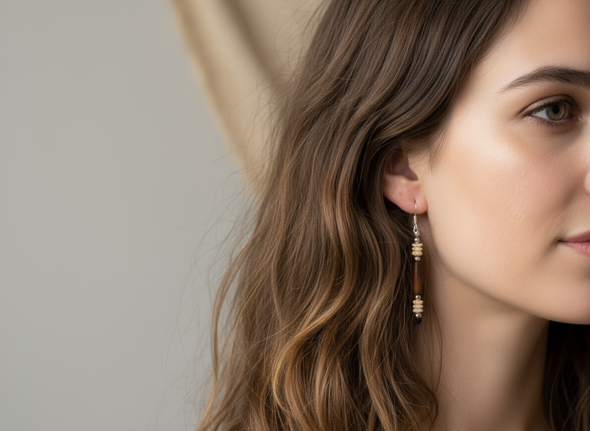 Boucles d'oreilles en corne et argent de style africain