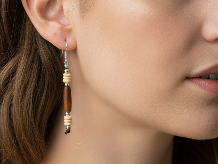 Boucles d'oreilles en corne et argent de style africain