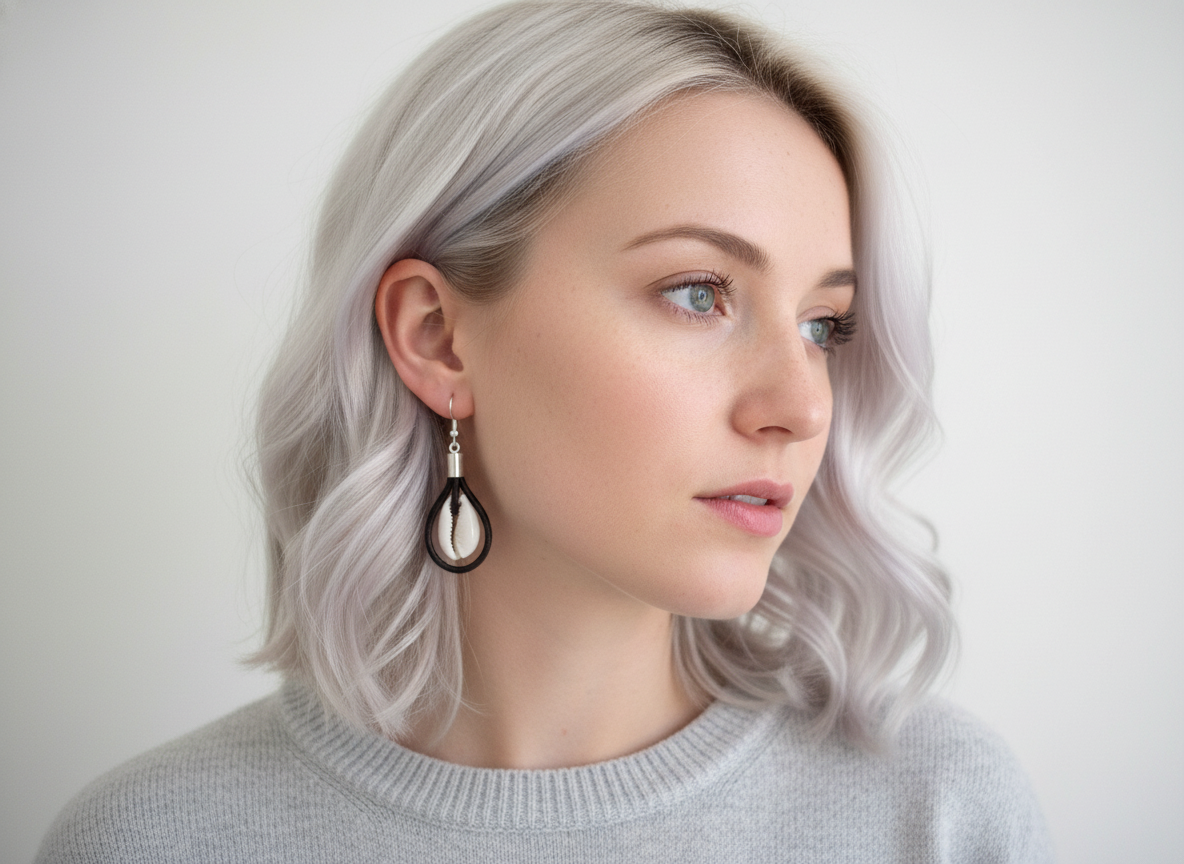 Pendientes de cuero estilo bobo con conchas marinas