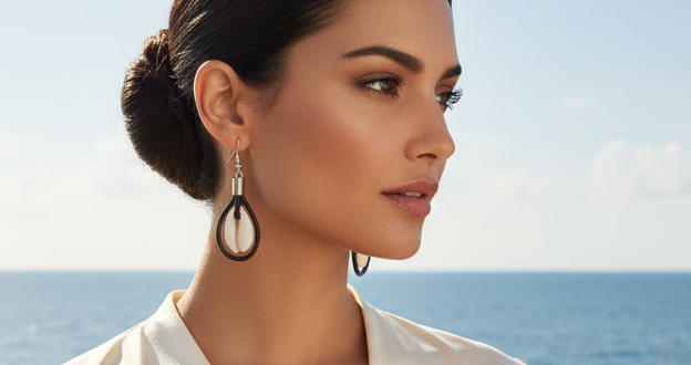 Pendientes de cuero estilo bobo con conchas marinas