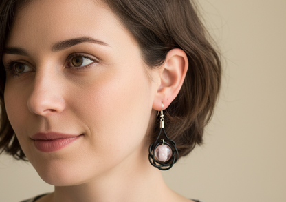 pendientes de cuero con circulo de la vida y cristal