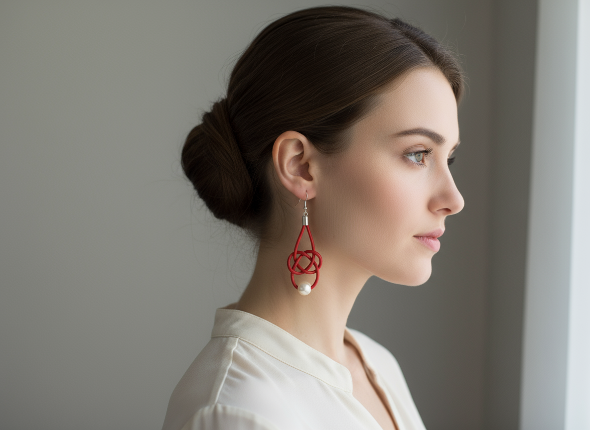 Pendientes nudo marinero infinito de cuero con ganchos de plata o acero