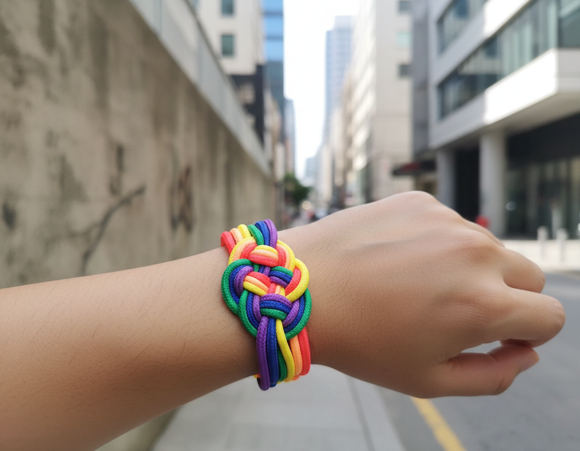 Rainbow bracelet, gay pride colorful knot bracelet