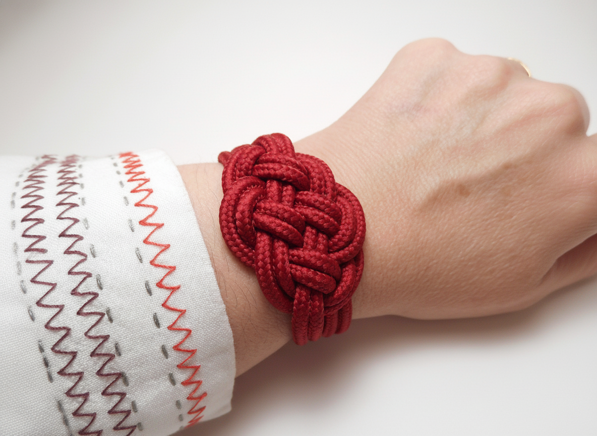 pulsera con trenzado marinero rojo