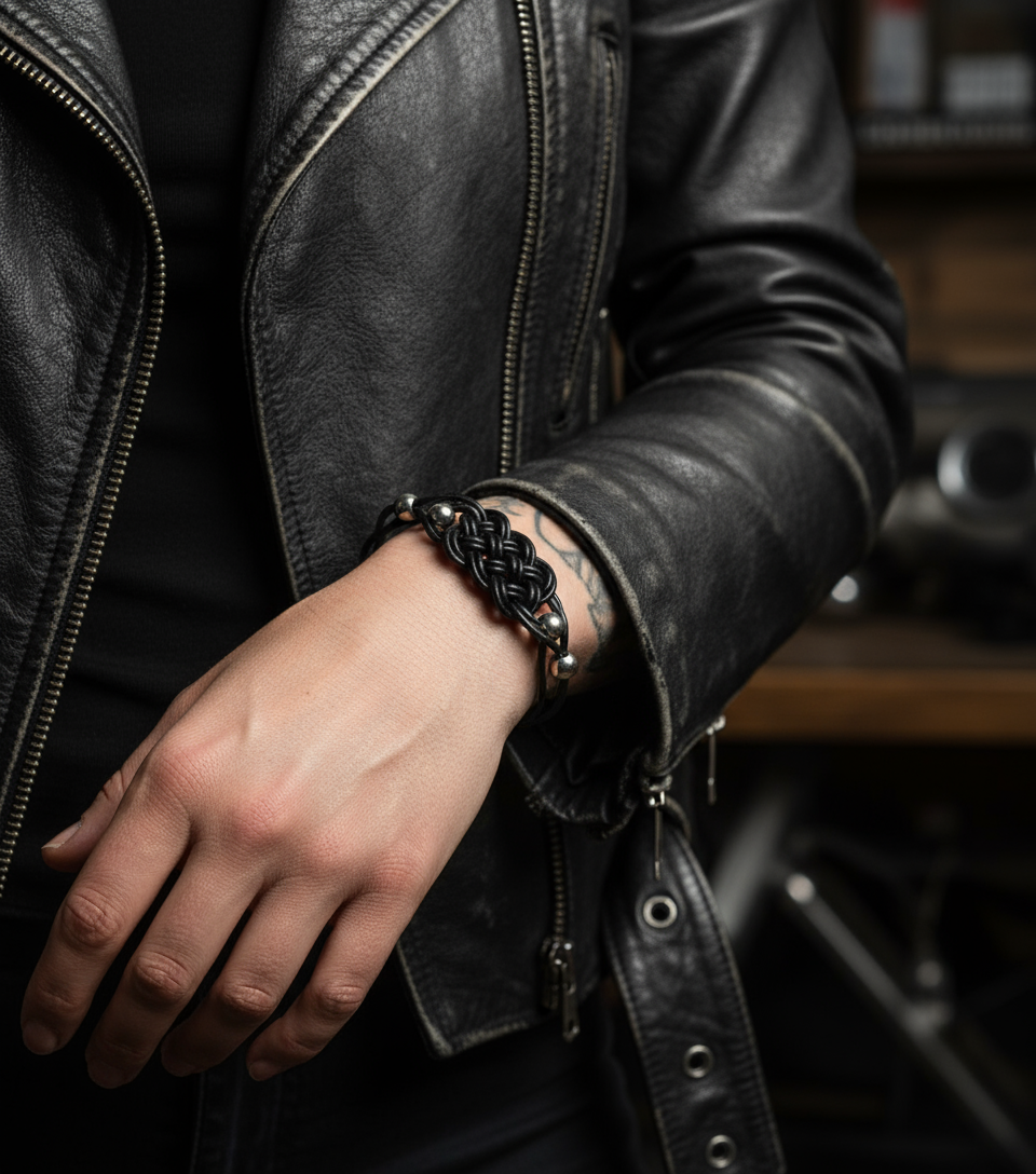 Bracelet en cuir tressé pour homme ou femme