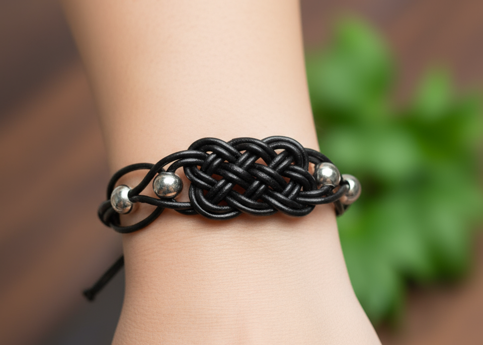 Pulsera de cuero trenzado unisex