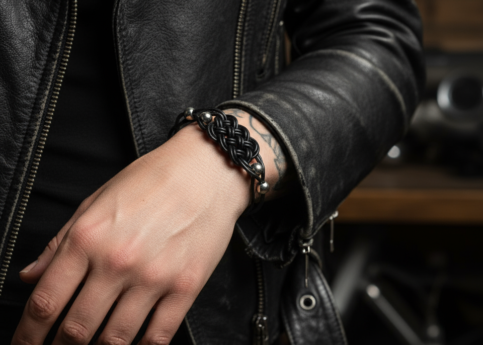 Pulsera de cuero trenzado unisex